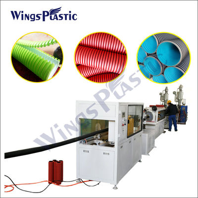 PLC ควบคุมสายการอัดรีดท่อระบายน้ำ DWC ด้วยเครื่องอัดรีดแบบสกรูเดี่ยว